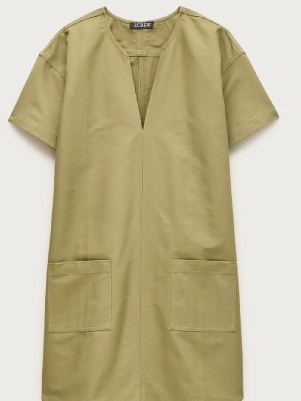 NWT JCrew Patch-pocket pullover dress in structured cotton poplin Size S, Olive